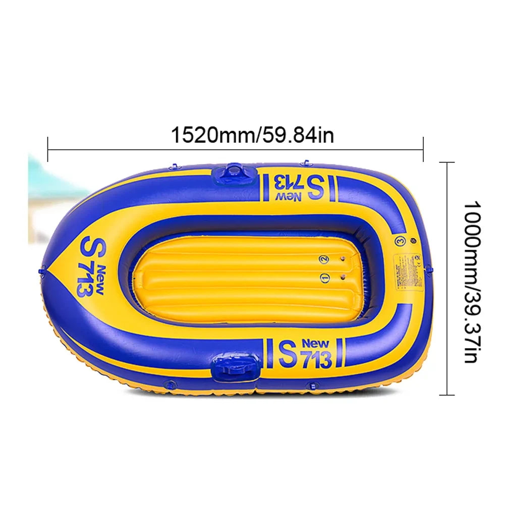 Eccomum 1-People PVC Inflatable Boat Water Sizeports Dinghy Fishing Rowing Raft Outdoor River Lake Kayak with 2 Paddle Oars