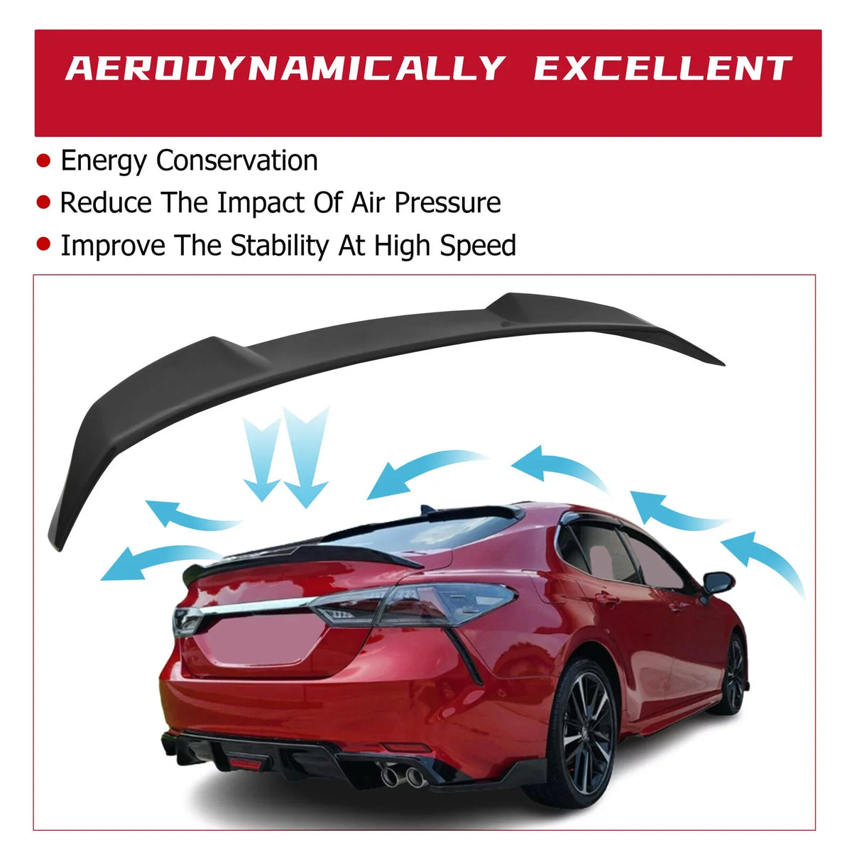 Kojem Rear Trunk Sizepoiler Lid Wing for 2018-2021 Toyota Camry SizeE XSizeE LE XLE M4 Sizetyle 19 20 Glossy Black