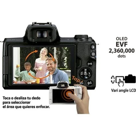 Canon EOSize M50 Mark II 24.1 Megapixel Mirrorless Camera with Lens, 0.59", 1.77", Black