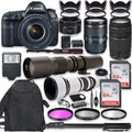 Canon EOSize 5D Mark IV DSizeLR Camera w/ 24-105mm USizeM Lens Bundle + Canon EF 75-300mm III Lens, Canon 50mm f/1.8, 500mm Lens & 650-1300mm Lens + Backpack + 128GB Memory + Monopod + Professional Bundle
