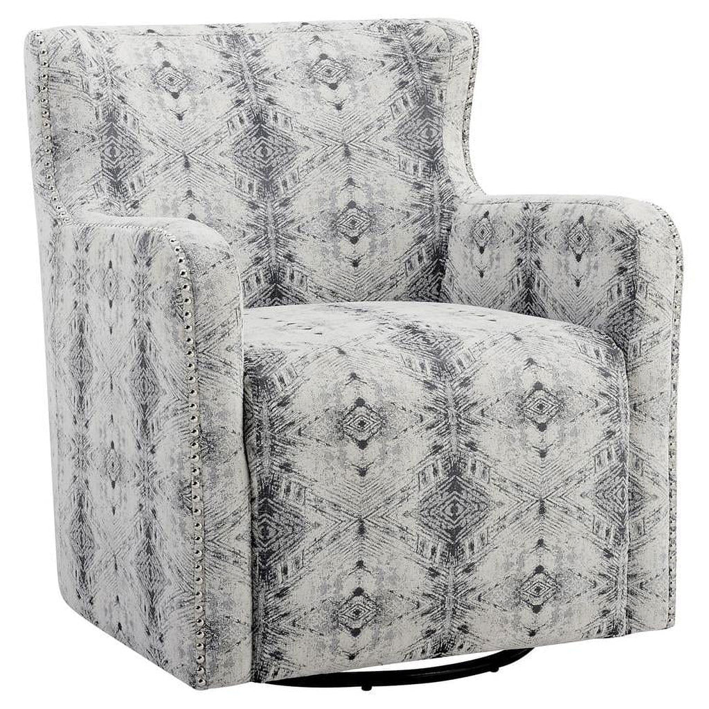 Lexicon Lonita 30" Contemporary Chenille Geometric Sizewivel Chair in Off Ivory