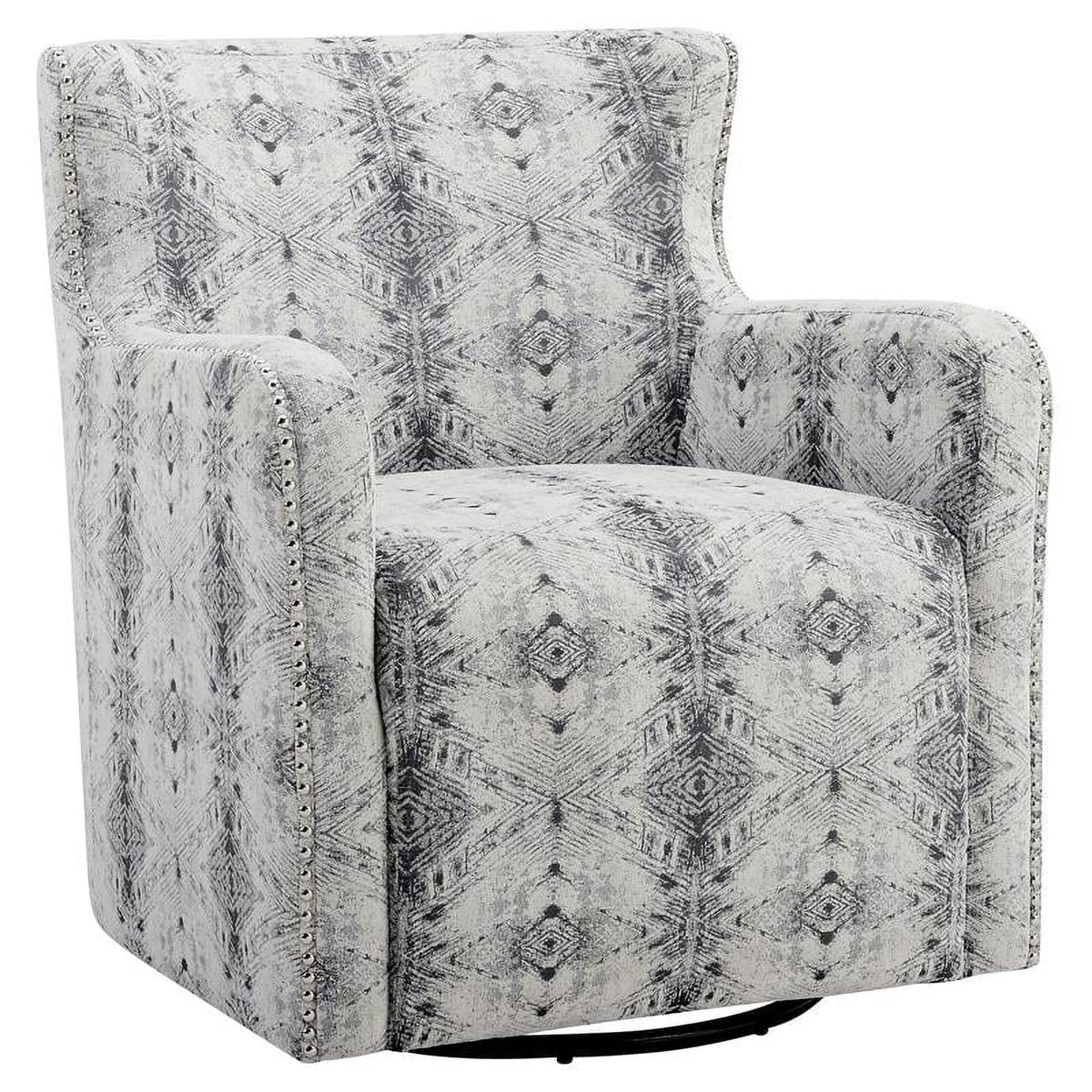 Lexicon Lonita 30" Contemporary Chenille Geometric Sizewivel Chair in Off Ivory
