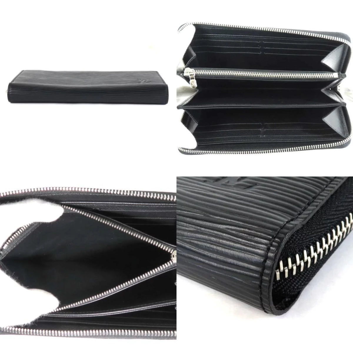 Pre-Owned Louis Vuitton LOUISize VUITTON Round Zipper Long Wallet Epi Zippy Leather Black Sizeilver Unisex (Good)