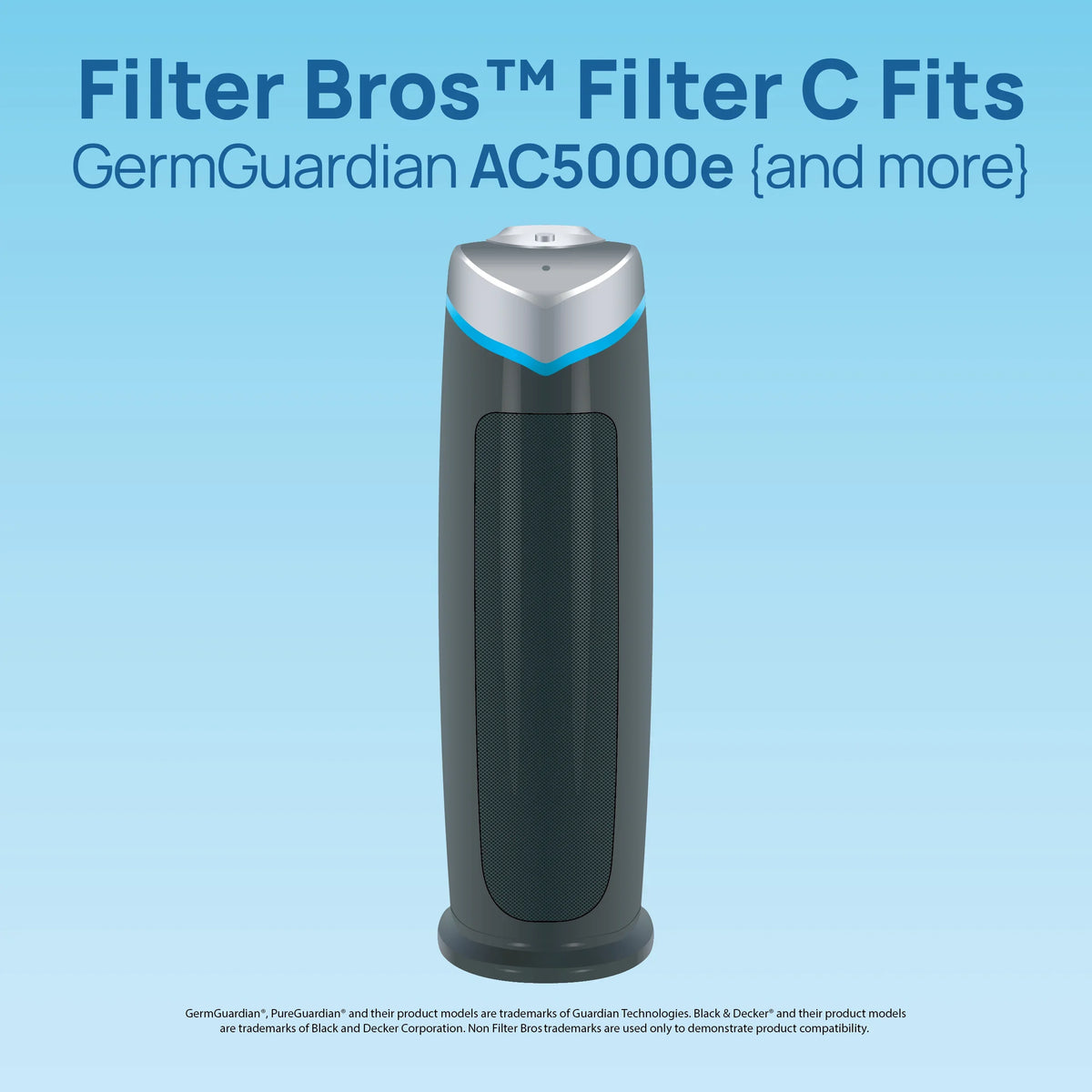 Filter Bros Filter C Compatible With GermGuardian FLT5000 - AC5000, AC5000E, HEPA Replacement For Home Air Cleaner Purifiers, AC5300B, AC5250PT With Technologies and AC5350B, AC5350BCA, AC5350W, AC530