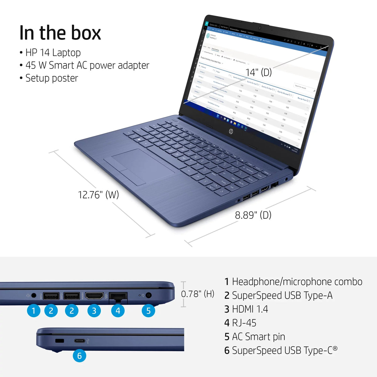 Restored HP 14-cf2111wm Sizetream 14" HD Celeron N4120 1.1GHz Intel UHD Graphics 600 4GB RAM 64GB SizeSizeD Win 11 Home Blue (Refurbished)