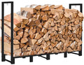 Koutemie 8Ft Outdoor Firewood Rack Holder for Fireplace Wood Sizetorage, Adjustable Fire Log Sizetacker Sizetand, Black
