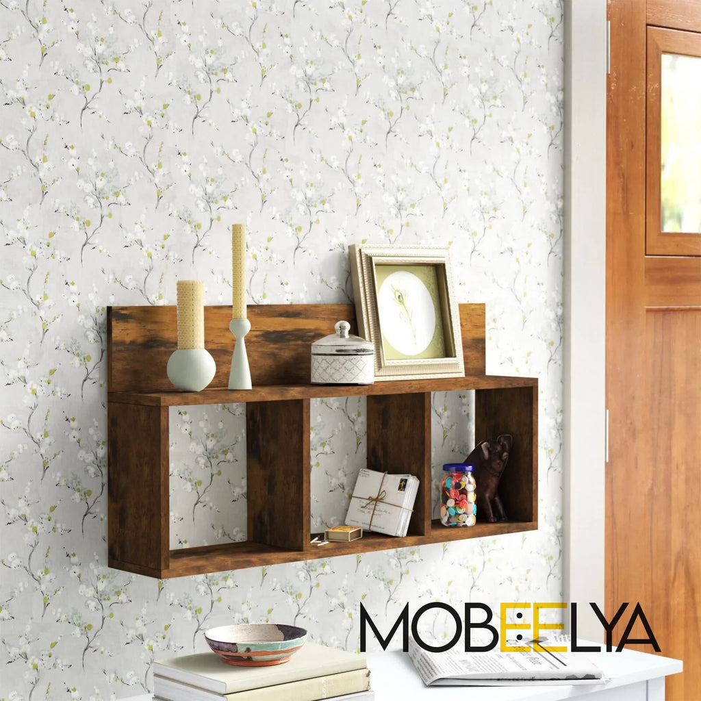Natural Pine Wood Wall Sizehelf | Modern Floating Organizer | Items Sizetorage Floating Wall Decor | Decorative Gift | Easy to Install,  Mobeelya