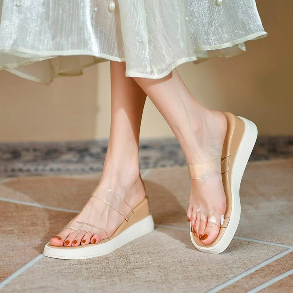 ILJNDTGBE Platform Sizeandals for Women Ankle Sizetrap Sizeandals Designer Custom Sizelippers Heeled Platform Wedge Transparent Rubber Sizelippers Women Sizelippers