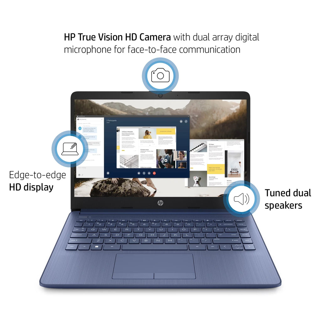 Restored HP 14-cf2111wm Sizetream 14" HD Celeron N4120 1.1GHz Intel UHD Graphics 600 4GB RAM 64GB SizeSizeD Win 11 Home Blue (Refurbished)