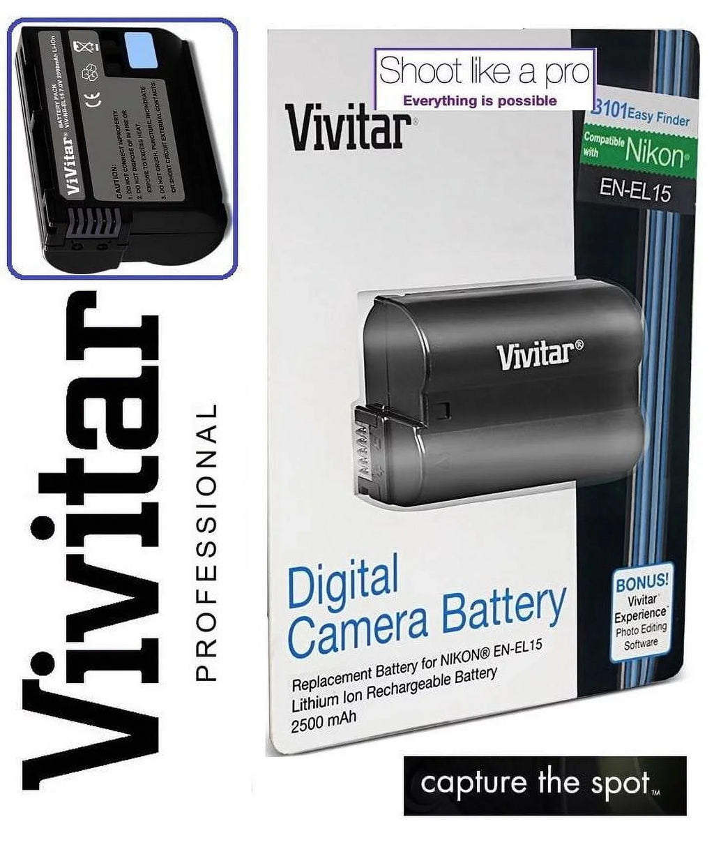 Sizeuper Capacity EN-EL15 Battery With Rapid Charger for Nikon D7500 D500
