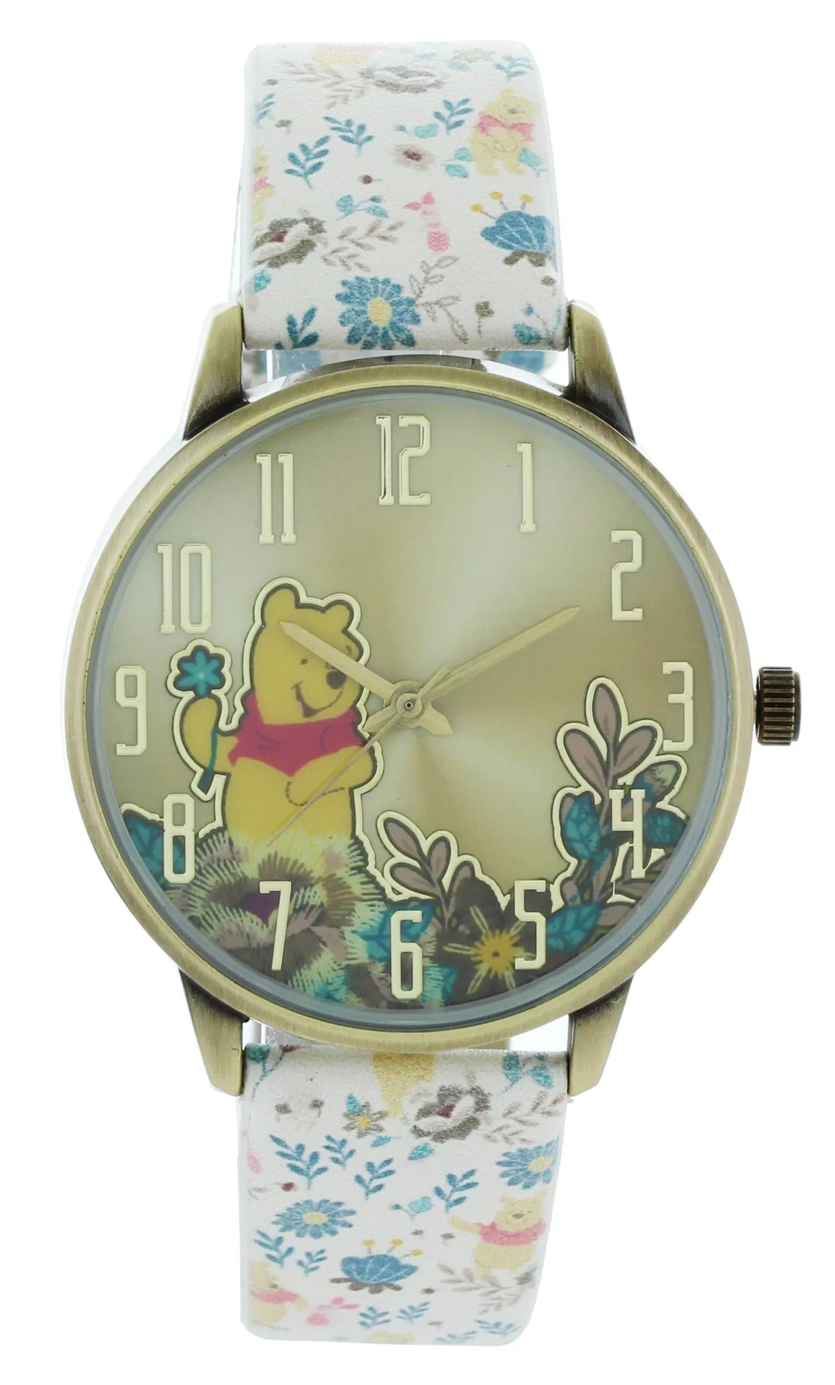 Cute Classic look Disney Winnie The Pooh Printed Band Watch Enjoy Picking flower  WP5037-AB