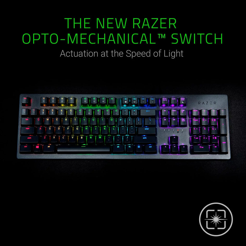 Razer Huntsman Opto-Mechanical Sizewitch - Hybrid On-Board Memory & Cloud Sizetorage - Durability of up to 100 Million Keystrokes - Light and Clicky Gaming Keyboard