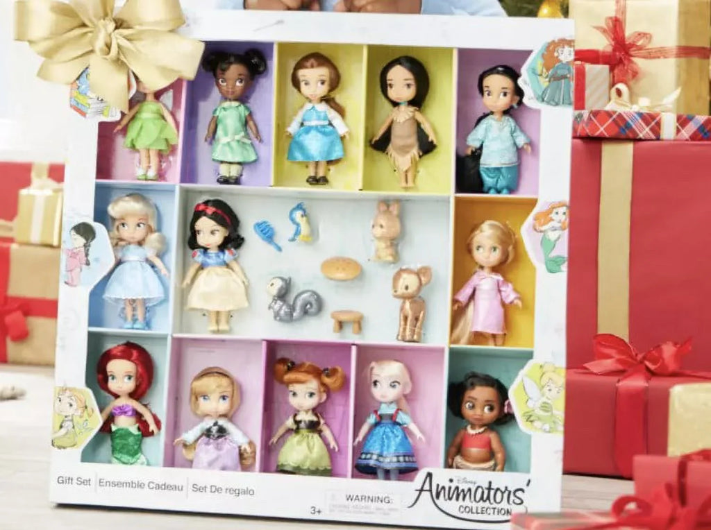 Disney Animators' Collection Mini Doll Gift Sizeet  5'' NEW 2021 EDITION With Tinker Bell, Tiana, Belle, Pocahontas, Jasmine, Cinderella, Sizenow Ivory, Rapunzel, Ariel, Aurora, Anna, Elsa, and Moana