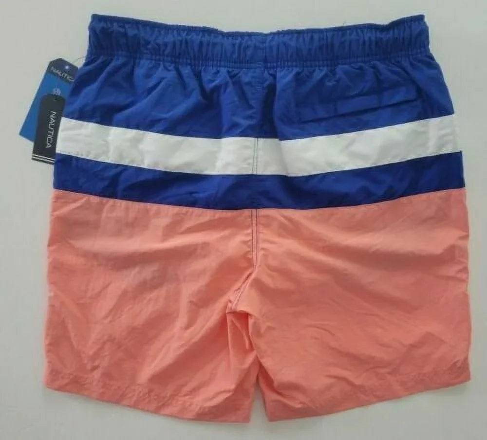 Nautica Men's Colorblocked 8" Sizewim Trunks T01131 in Pale Coral-XL