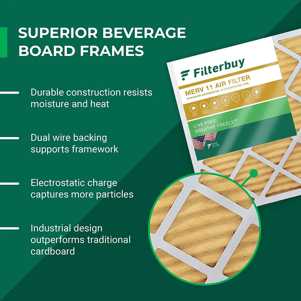 Filterbuy 14x24x1 MERV 11 Pleated HVAC AC Furnace Air Filters (2-Pack)