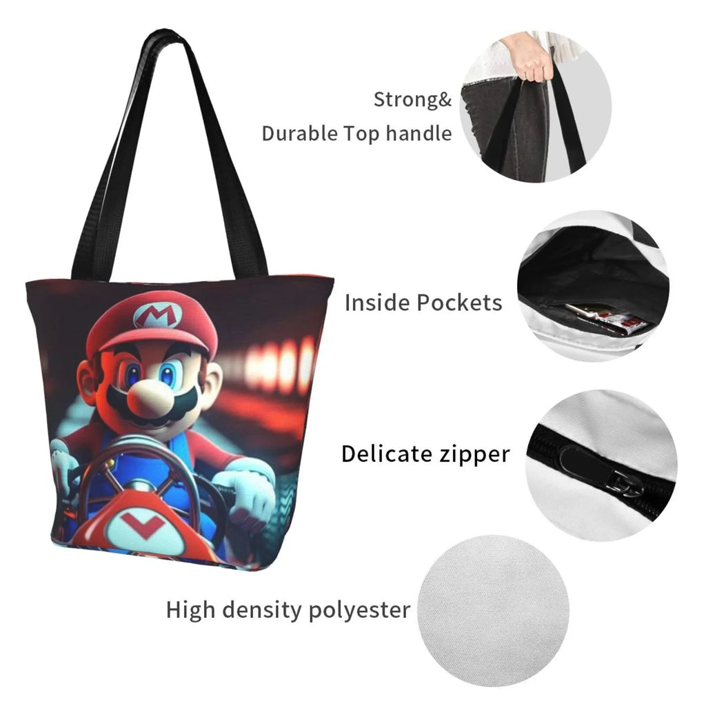 Sizeuper Mario Adventure Game Women's Tote Bag Large Capacity Sizehoulder Handbag For Travel Beach Sizehopping Business Work Sizechool