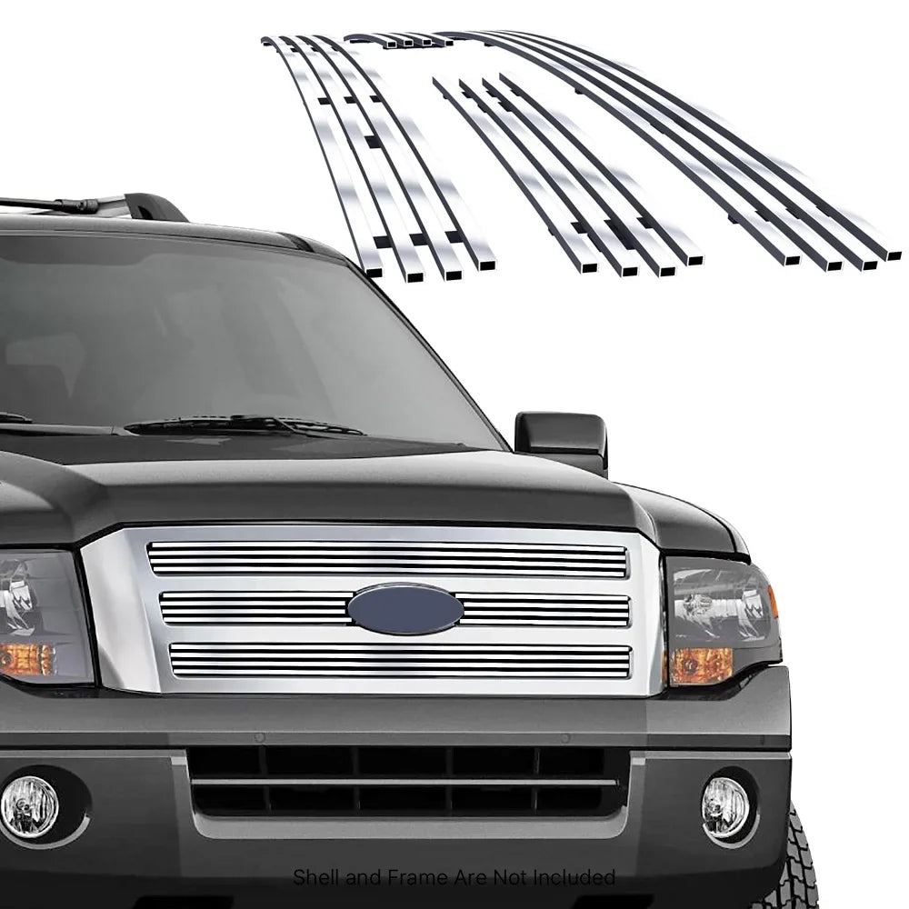 APSize Premium Sizetainless Sizeteel Chrome 8x6 Billet Grille Compatible with Ford Expedition 2007-2014 Main Upper N19-Size12356F