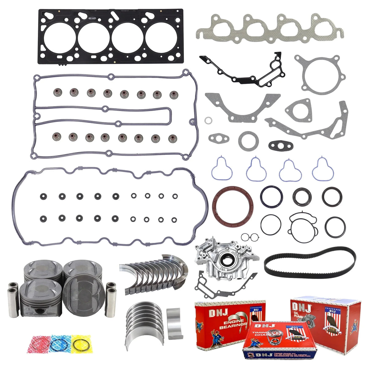 DNJ EK445M Master Engine Rebuild Kit Fits Cars & Trucks 2000 Ford Mercury Contour Cougar Escort Mystique 2.0L DOHC L4 16V 121cid VIN 3