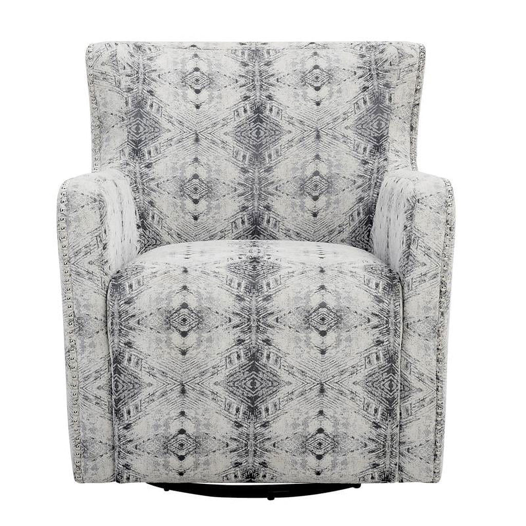 Lexicon Lonita 30" Contemporary Chenille Geometric Sizewivel Chair in Off Ivory