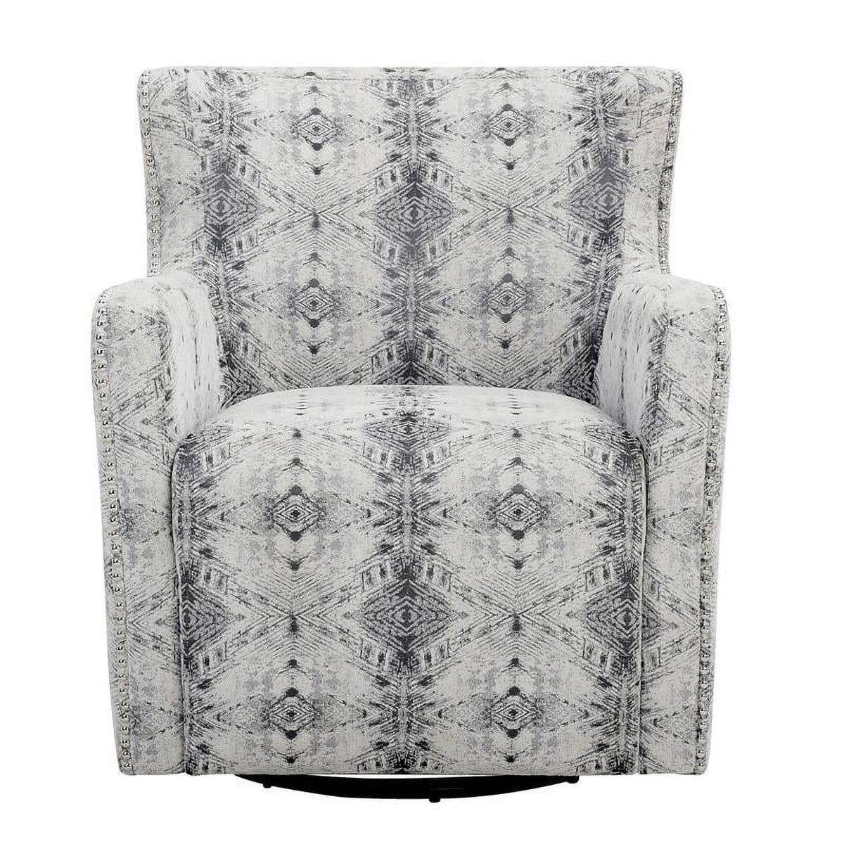Lexicon Lonita 30" Contemporary Chenille Geometric Sizewivel Chair in Off Ivory