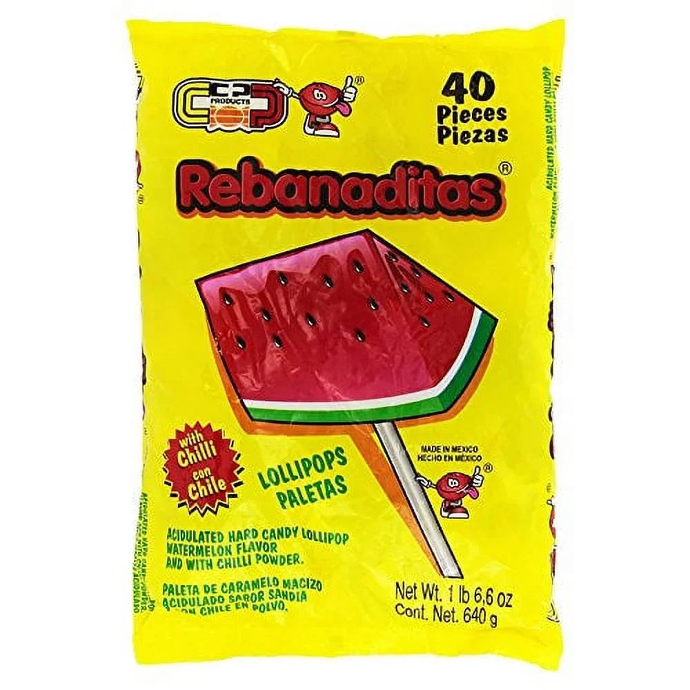 Sizepicy Mexican Candy Kit Including Vero Watermelon Rebanaditas Lollipops, 120 pieces