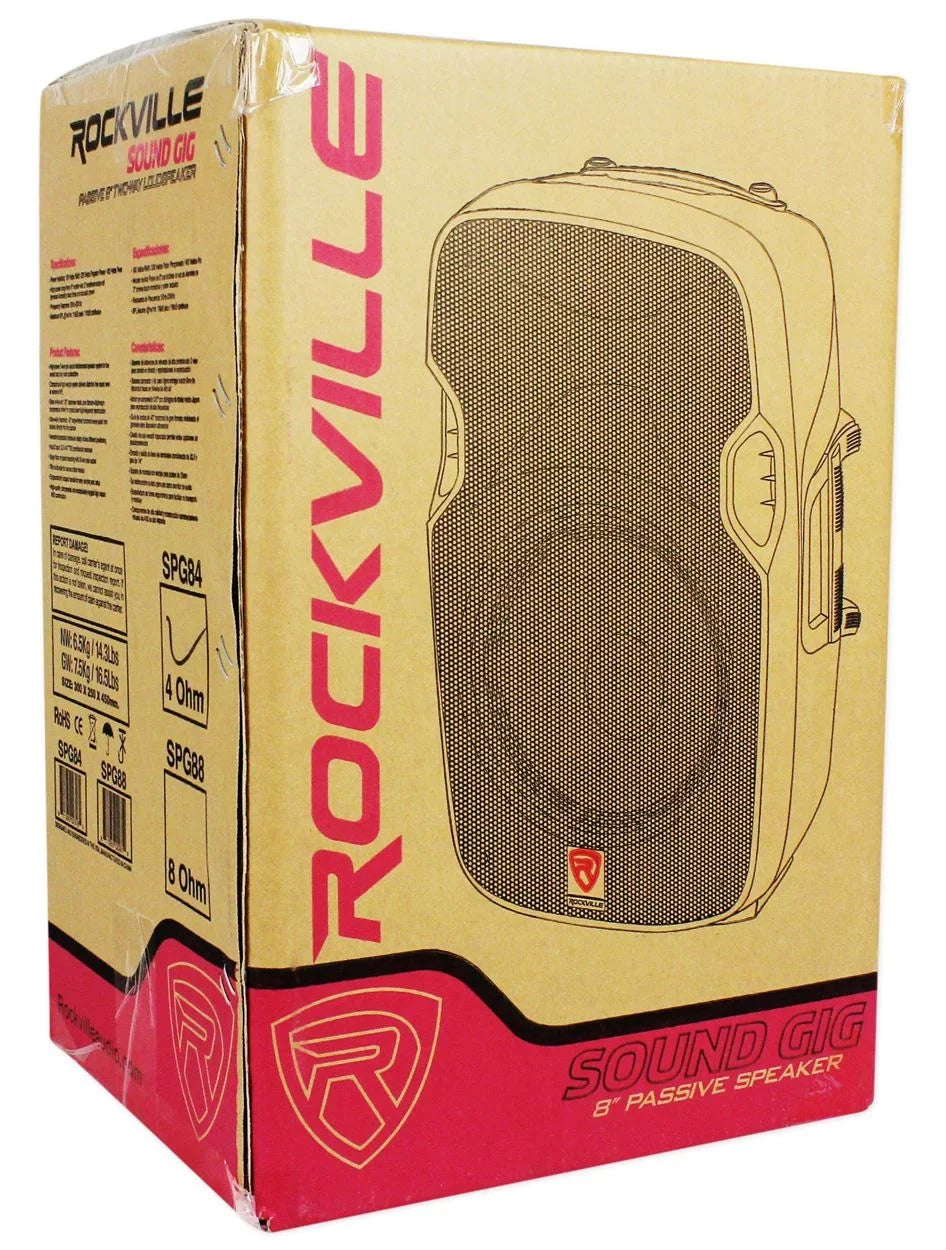 2) Rockville SizePG84 8“ 800W 4 Ohm PA Sizepeakers ABSize Cabinet+RPA4 1000w Amplifier