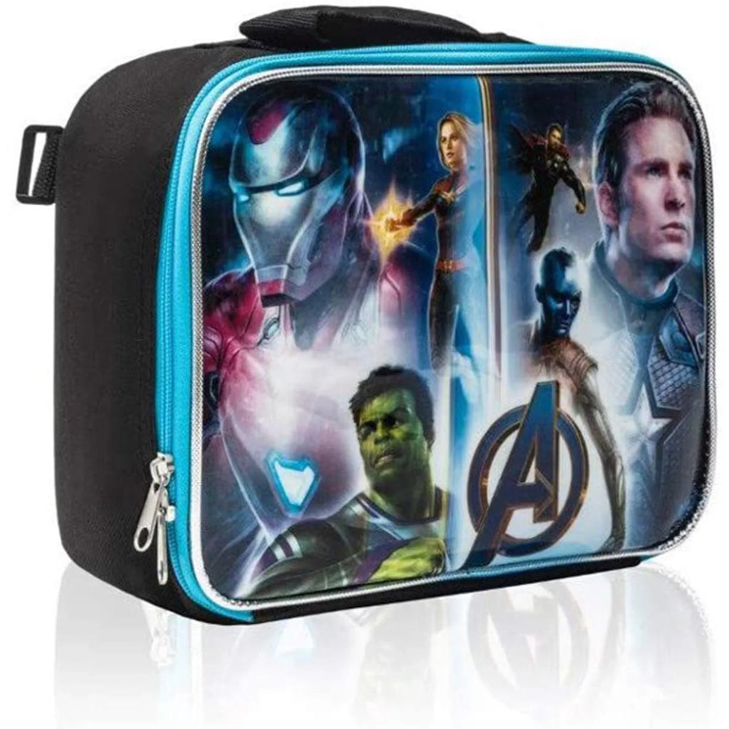 Marvel Avengers 15 inch Multicolored Overprinted All Occasion Child Backpack with Lunch Bag for Kids