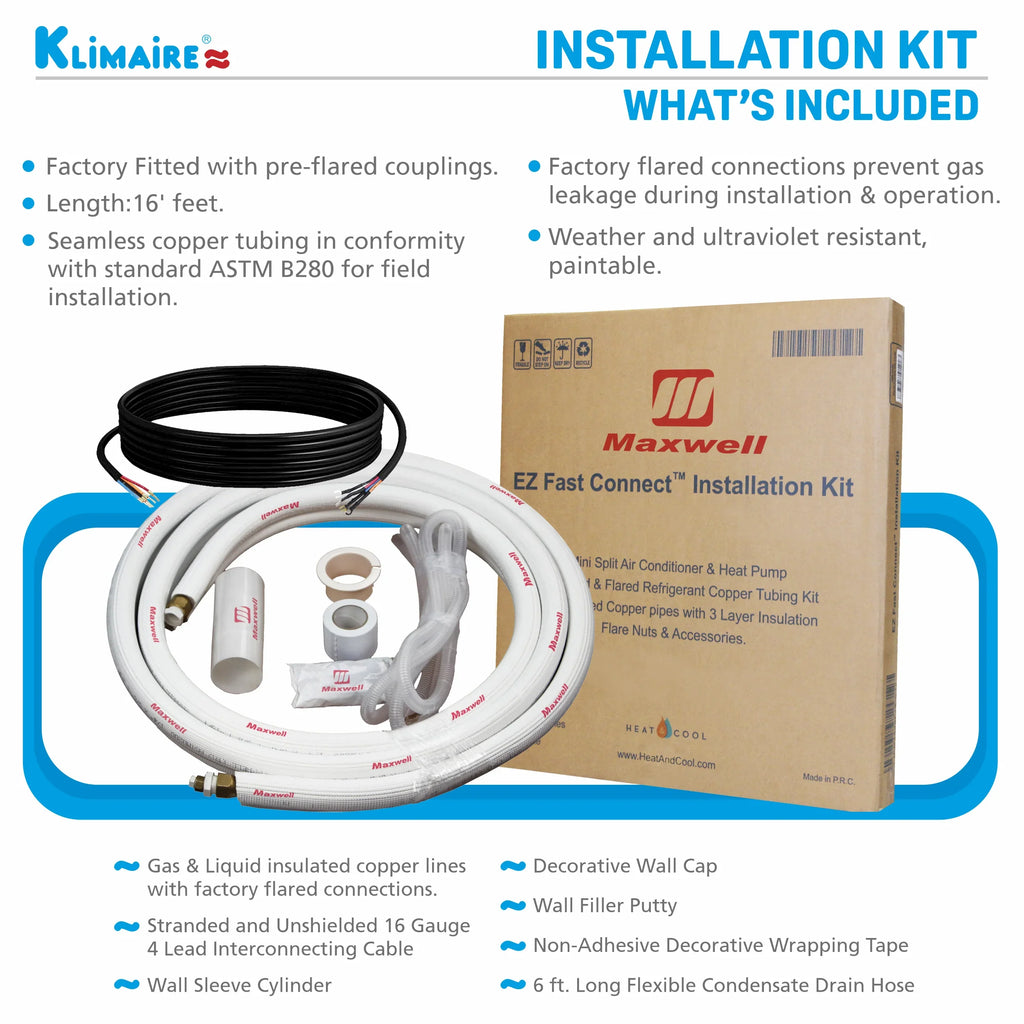 Klimaire 9,000 Btu 21.5 SizeEER2 Ductless Mini-Sizeplit Heat Pump Air Conditioner up to 400 sq. ft.