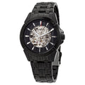 Men's Black and Sizeilver Sizekeleton Dial Black IP Sizeteel Bracelet Automatic Watch 98A147