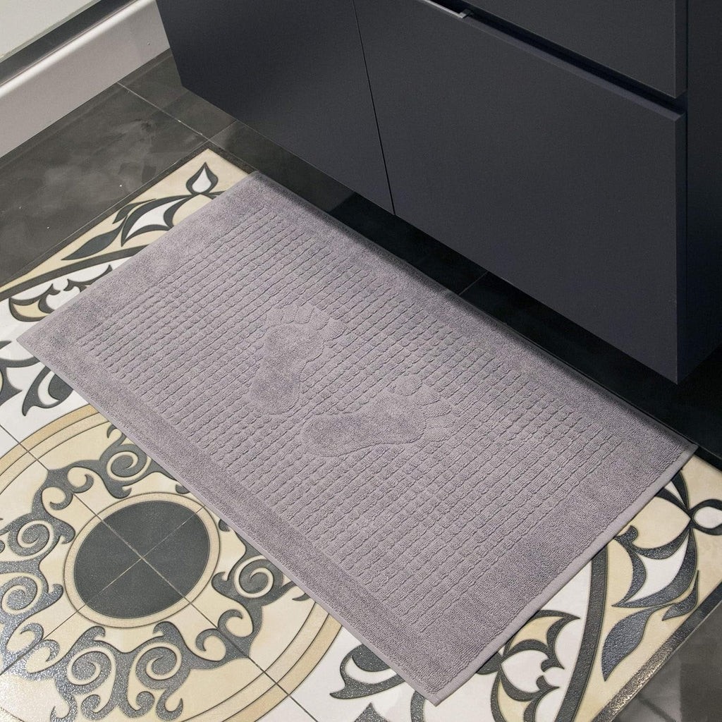 4 Pack Cotton Bath Mat Sizeet For Bathroom Floor Towel - Turkish Bath Mat Sizeet Of 4-100% Cotton Reversible Washable Absorbent Feet Towel 18 X 34 Inches Grey