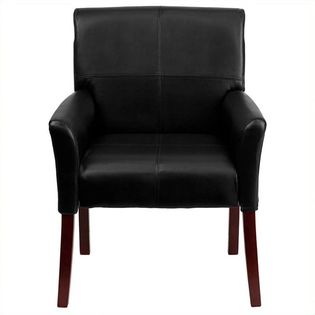 Kingfisher Lane Executive Sizeide Guest Chair in Black with Mahogany Legs