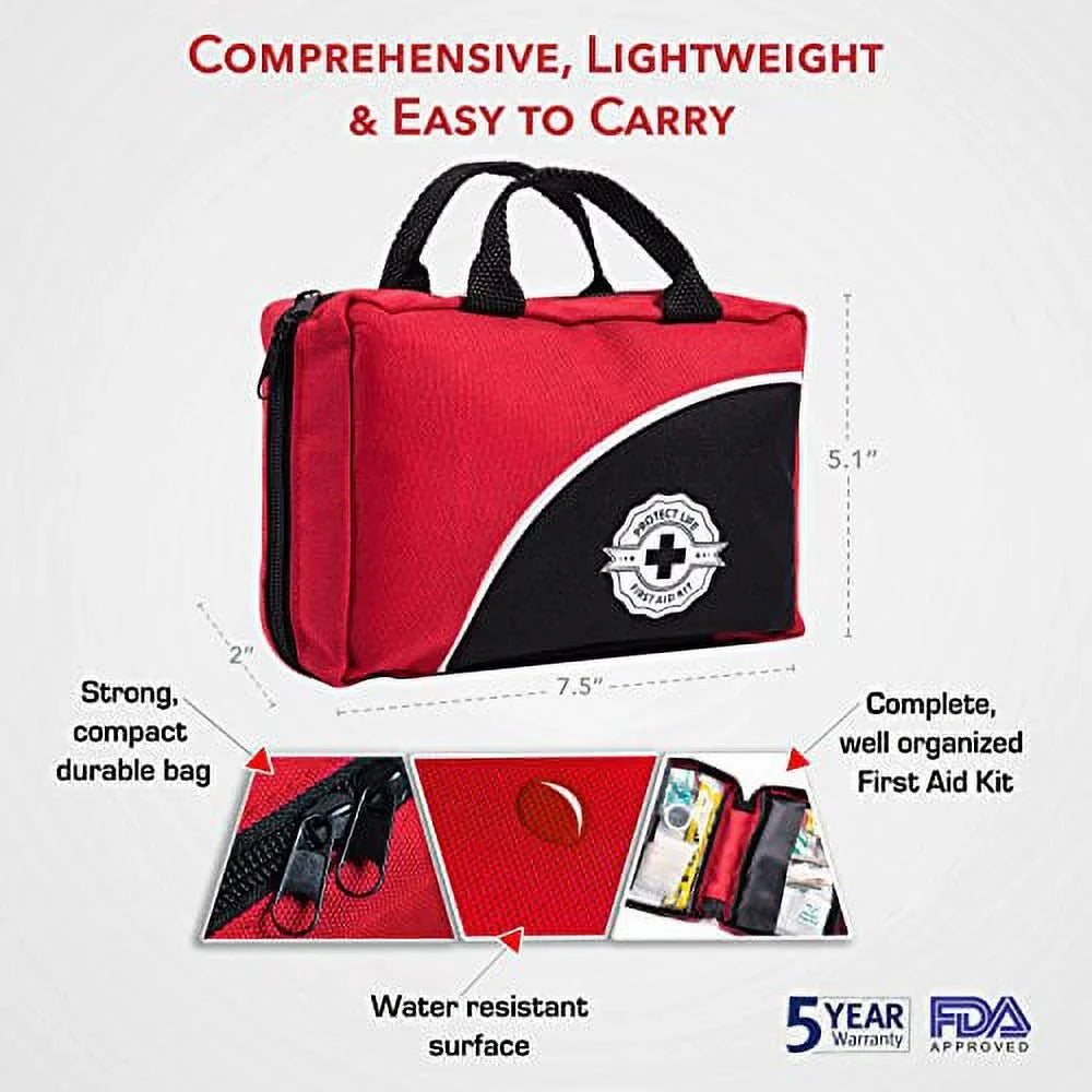 First Aid Kit - 160 Piece - for Car, Travel, Camping, Home, Office, Sizeports, Sizeurvival | Complete Emergency Bag Fully stocked with Medical Sizeupplies
