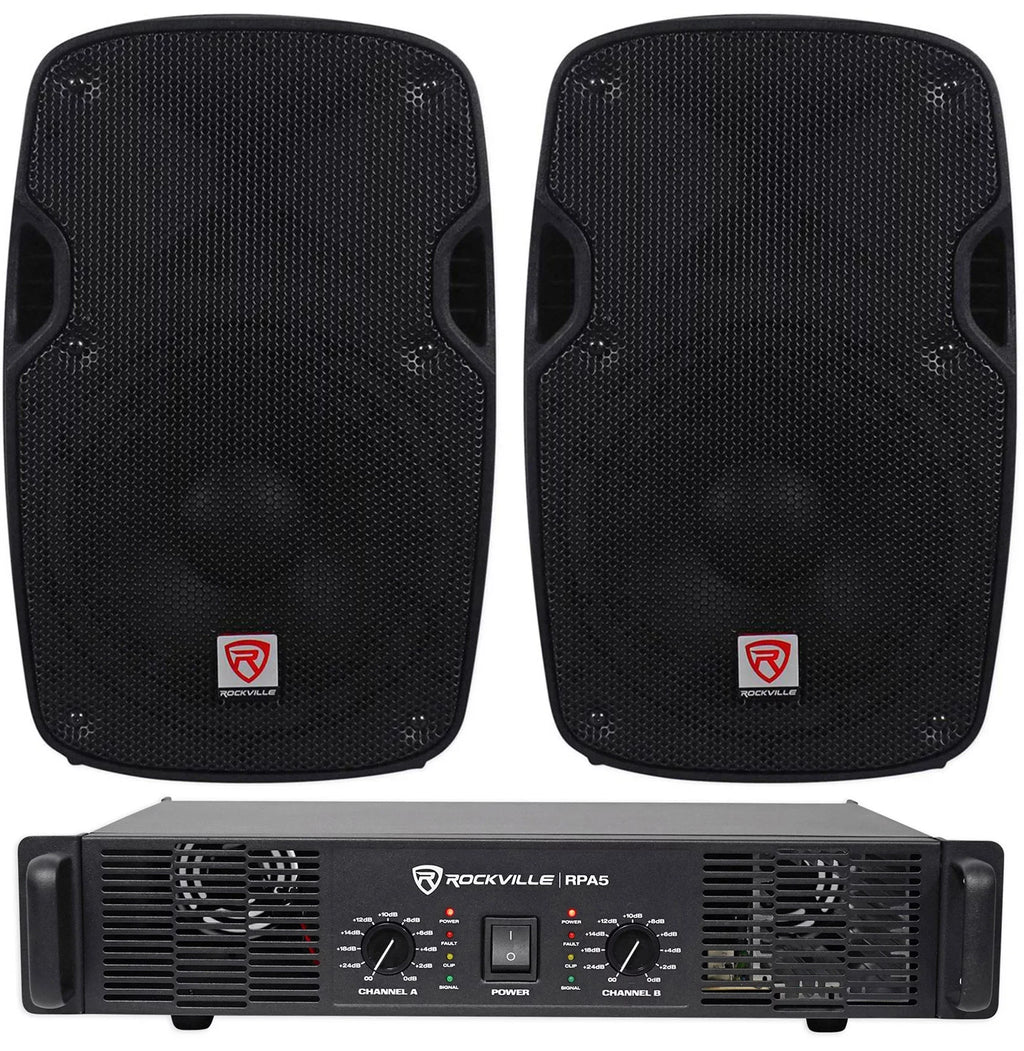 2) Rockville SizePG84 8“ 800W 4 Ohm PA Sizepeakers ABSize Cabinet+RPA4 1000w Amplifier