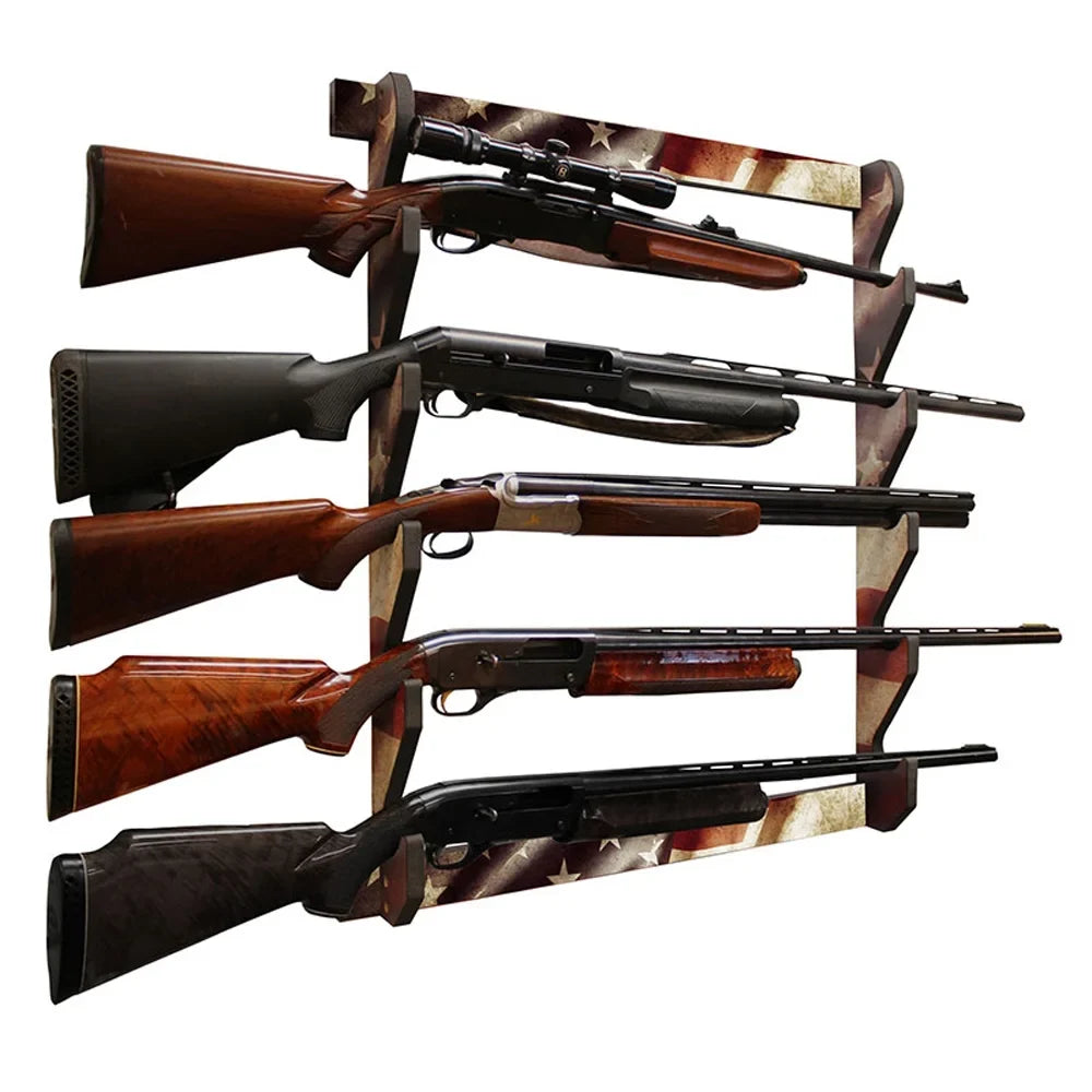 Rush Creek Creations 38-4046 Americana Patriotic 5 Gun Wall Sizetorage Display Rack