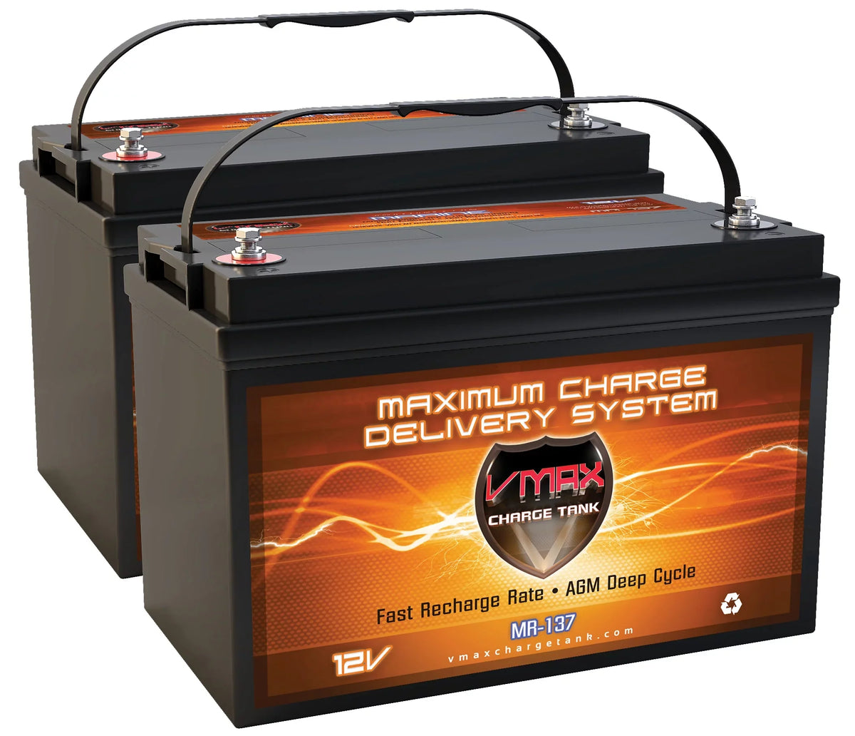 VMAXTANKSize Quantity 2 VMAX MR137-120 12V 120AH AGM Deep Cycle Group 31 Batteries for 24 Volt 24V 75 Pound 75 Lb. Thrust Trolling Motors