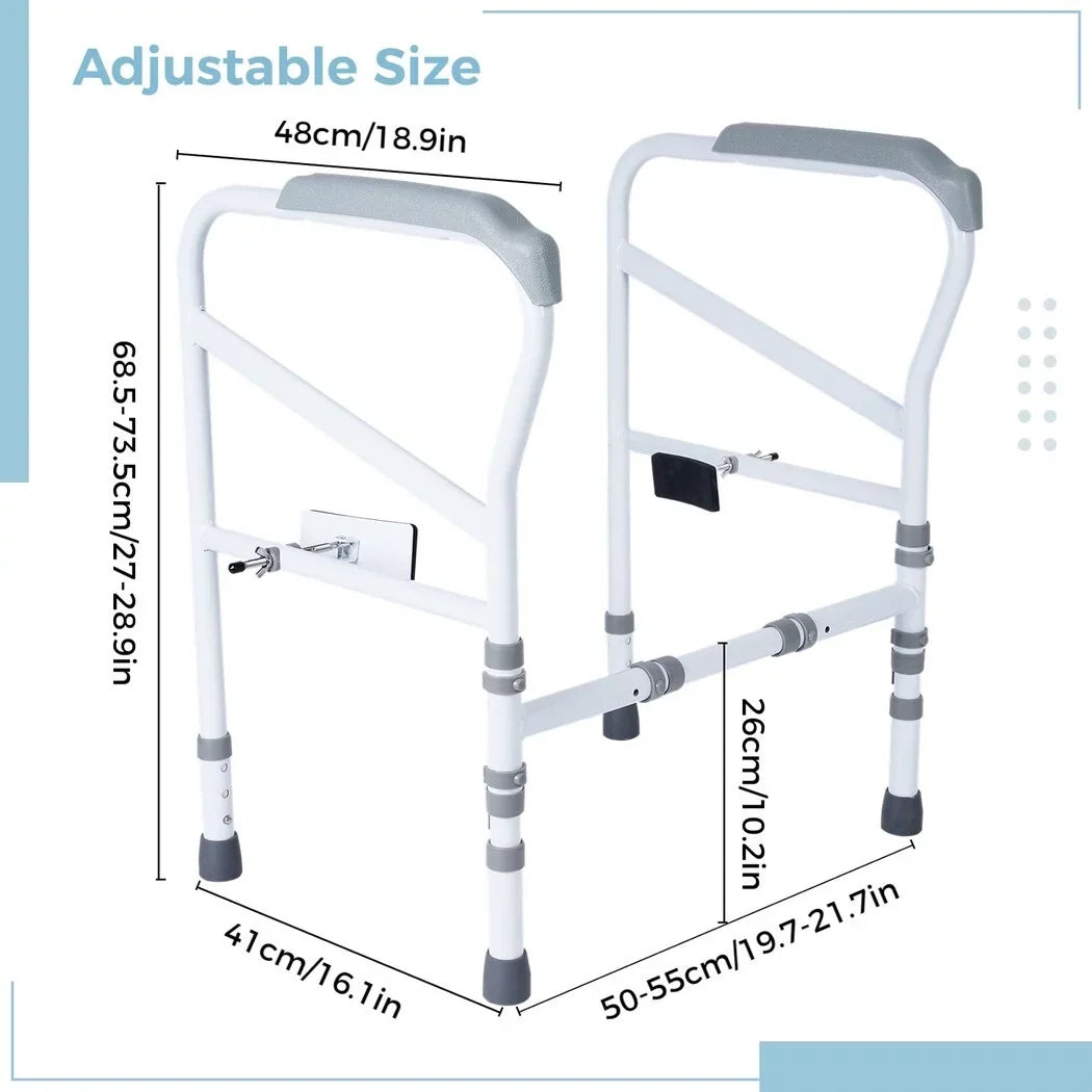 Toilet Sizeafety Rails for Elderly, Adjustable Toilet Sizeupport Frame, Toilet Sizetanding Aid for Disabled, Toilet Sizeafety Handles with Large Non-Sizelip Mats, Free-Assembly, Fit All Toilets