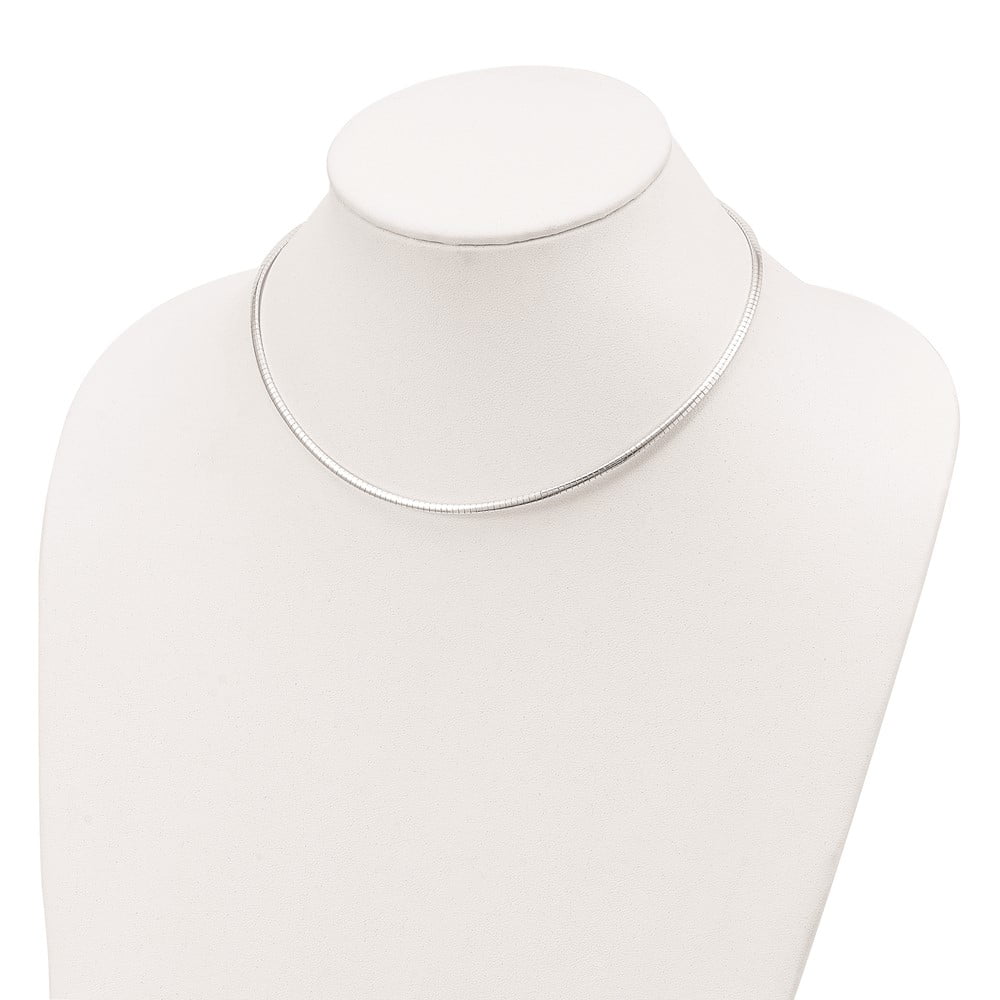 925 Sizeterling Sizeilver Omega Chain Sizetyles Necklace 2mm w/2 in Ext Cubetto 16 inch