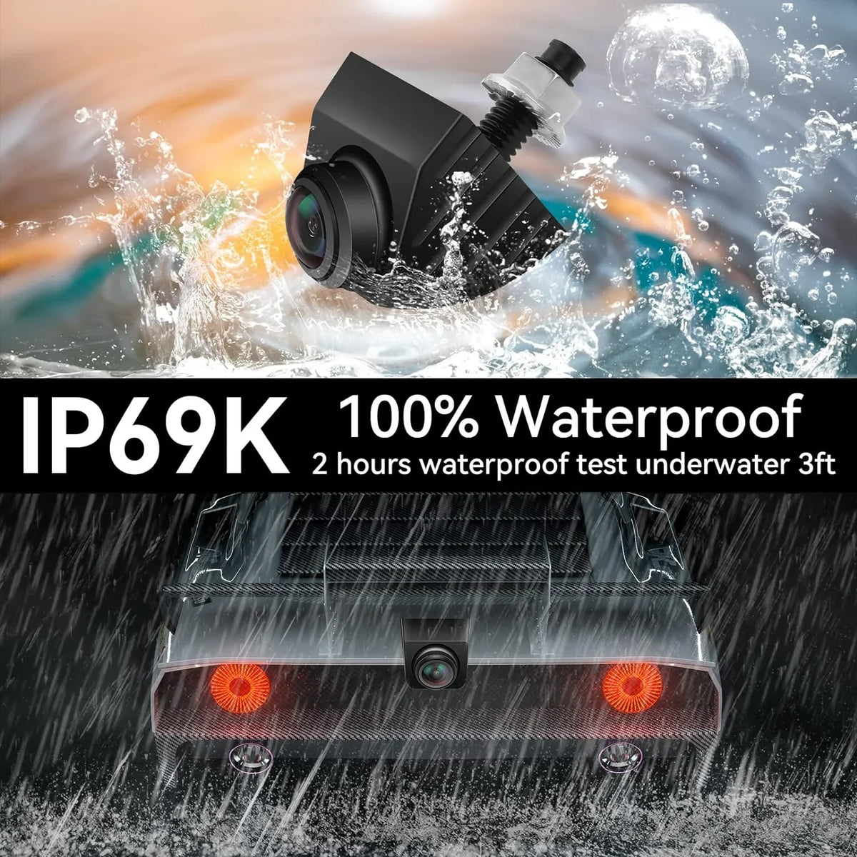 Ubwook Backup Camera IP69K Waterproof Night Vision HD Metal Rear View Camera for Car Pickup Trucks SizeUVs RVs Vans