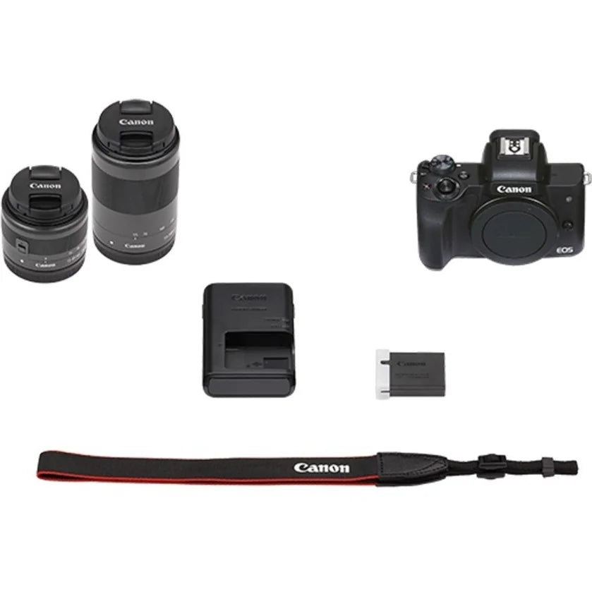 Canon EOSize M50 Mark II 24.1 Megapixel Mirrorless Camera with Lens, 0.59", 1.77", Black