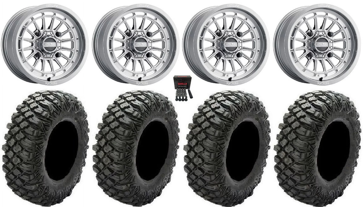 MetalFX Delta Contrast Cut 15" Wheels Gm 33" Crawler XR Tires Can-Am Maverick X3 / Honda Pioneer 1000 / Talon