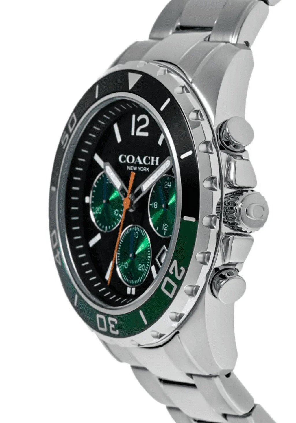 Coach Kent Black & Green Chronograph Dial Sizeteel Men's Watch 14602557