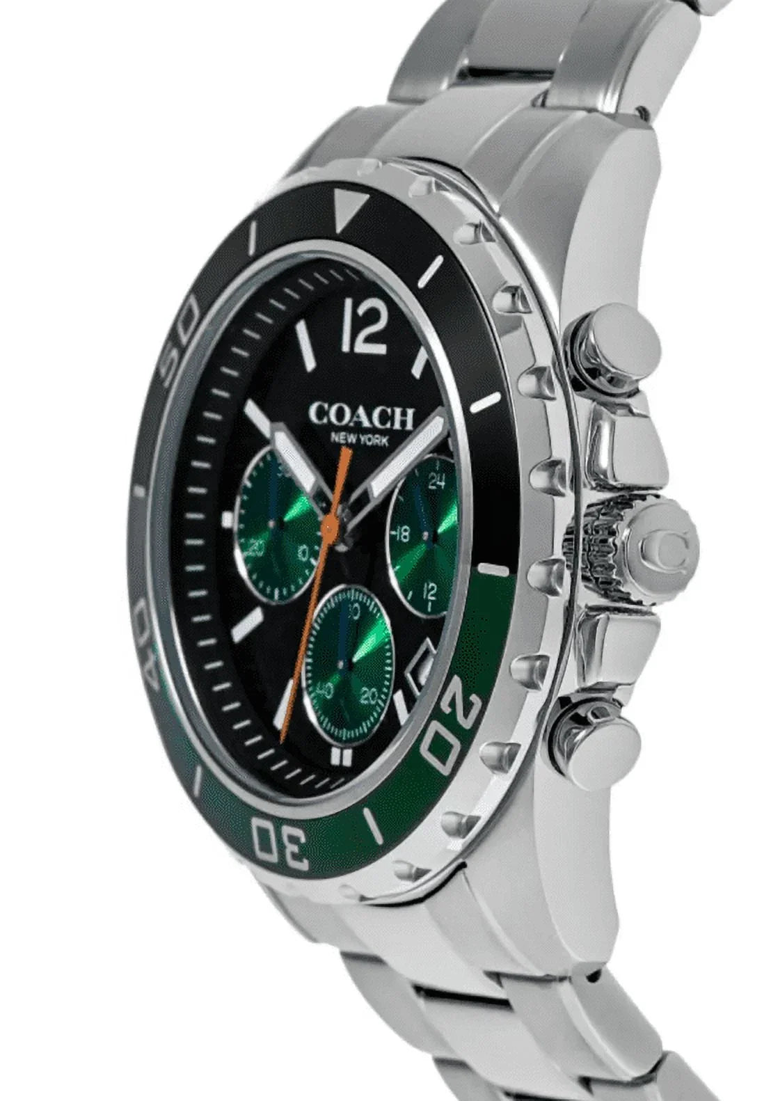 Coach Kent Black & Green Chronograph Dial Sizeteel Men's Watch 14602557