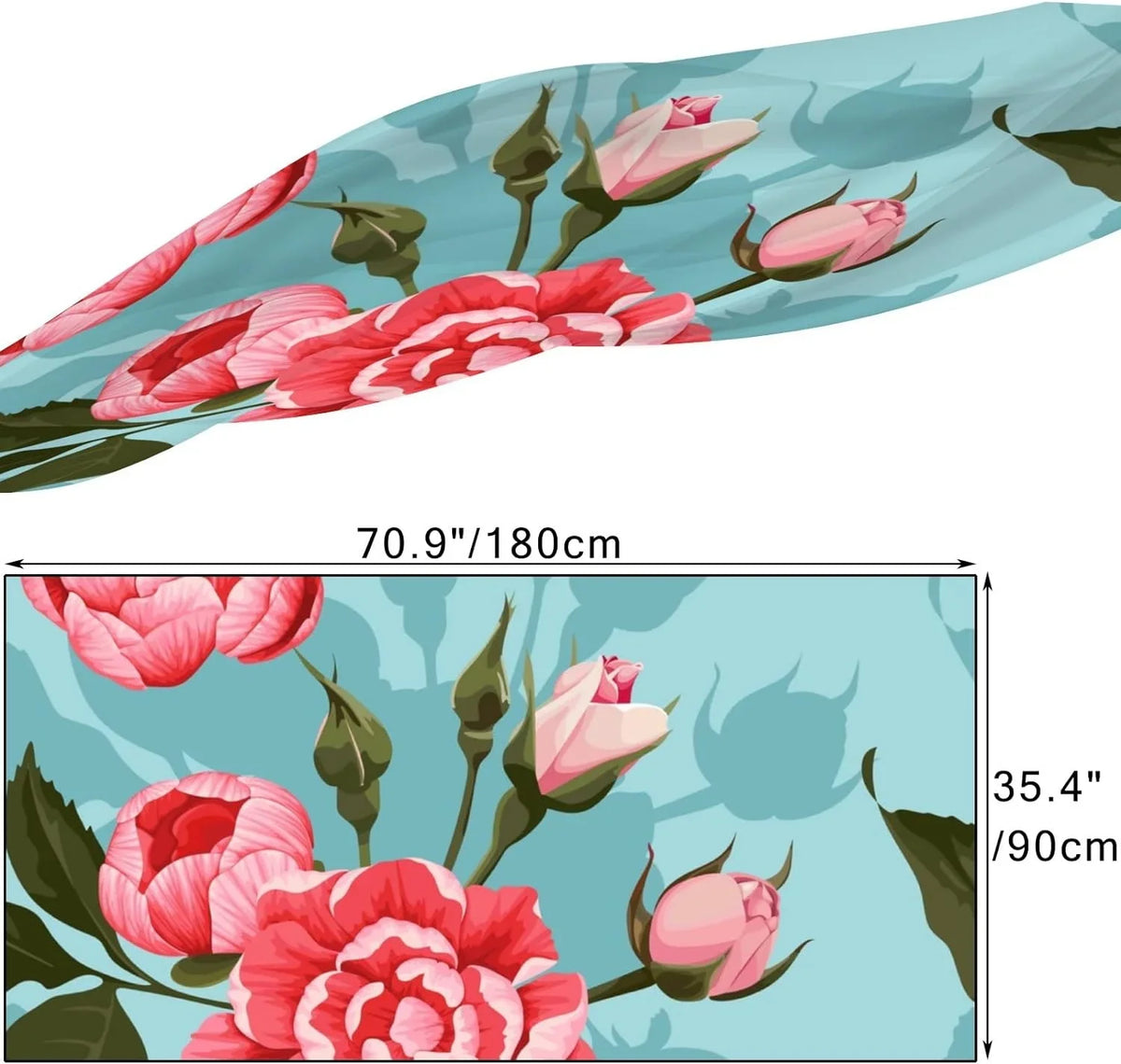 Hyjoy Peony And Roses Long Sizeilk Neck Sizecarf Lightweight Sizehawl Wrap Sizecarves for Women Girls
