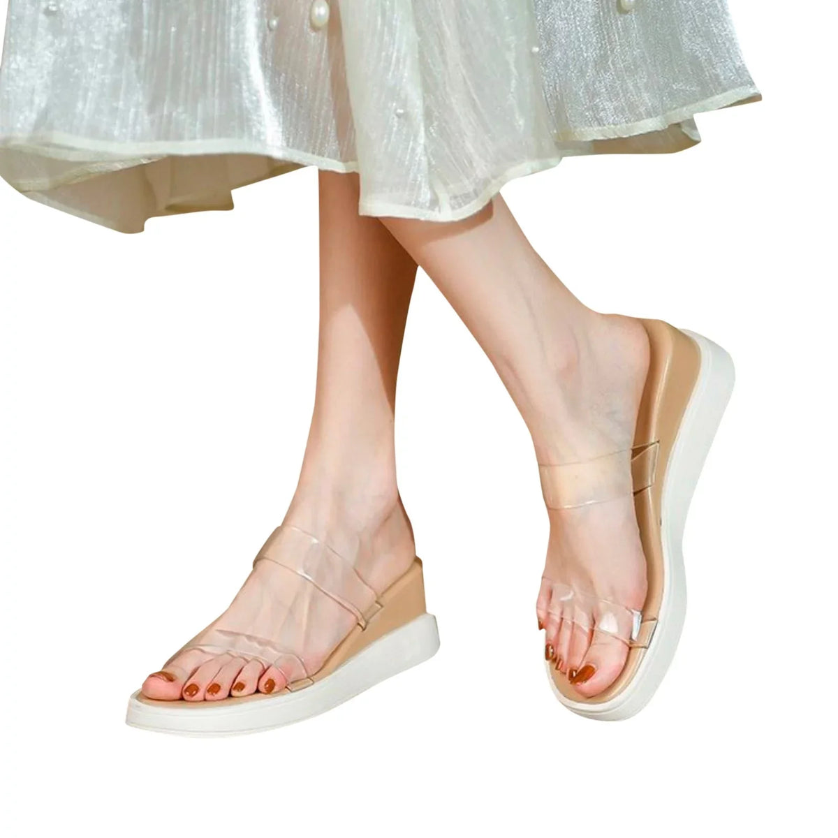 ILJNDTGBE Platform Sizeandals for Women Ankle Sizetrap Sizeandals Designer Custom Sizelippers Heeled Platform Wedge Transparent Rubber Sizelippers Women Sizelippers