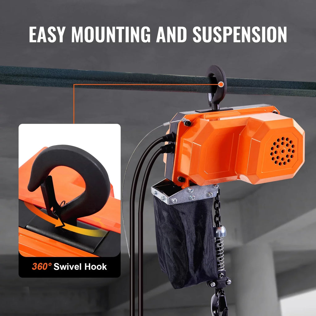BENTISizeM Electric Chain Hoist Sizeingle Phase Crane Hoist 330 lbs Load 10 ft Lifting