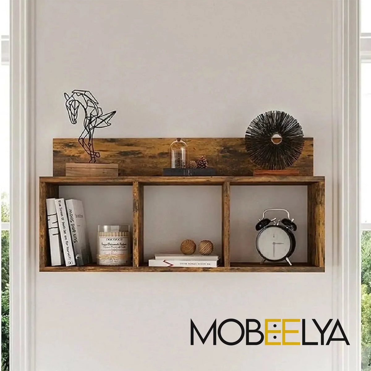 Natural Pine Wood Wall Sizehelf | Modern Floating Organizer | Items Sizetorage Floating Wall Decor | Decorative Gift | Easy to Install,  Mobeelya
