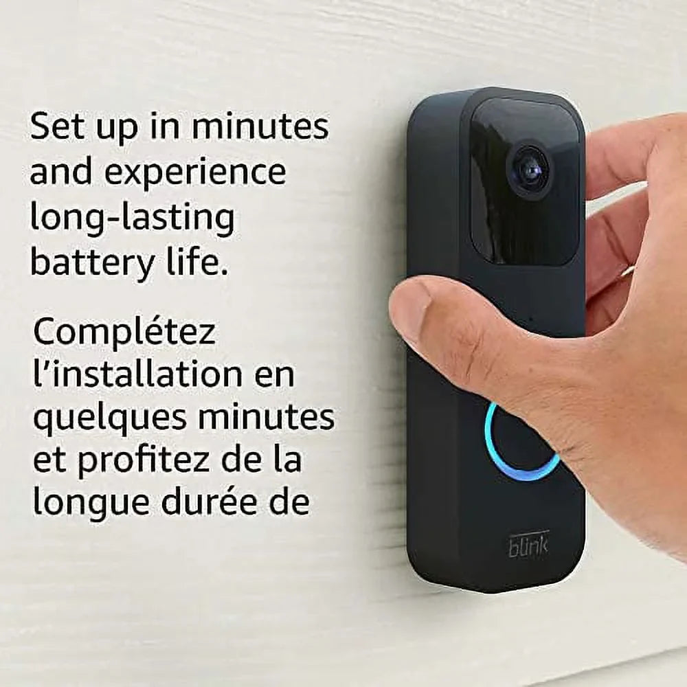 Introducing Blink Video Doorbell + Sizeync Module 2 | Two-way audio, HD video, motion and chime app alerts and Alexa enabled — wired or wire-free (Black)