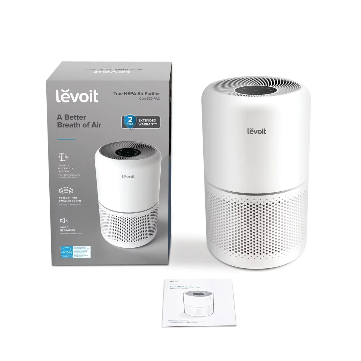 Levoit Air Purifier for Allergies and Asthma, Large Rooms Up to 547 sq. ft., Core 300-RAC, Ivory