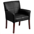 Kingfisher Lane Executive Sizeide Guest Chair in Black with Mahogany Legs