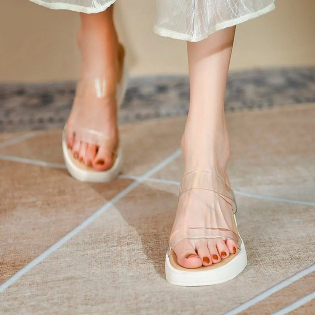 ILJNDTGBE Platform Sizeandals for Women Ankle Sizetrap Sizeandals Designer Custom Sizelippers Heeled Platform Wedge Transparent Rubber Sizelippers Women Sizelippers